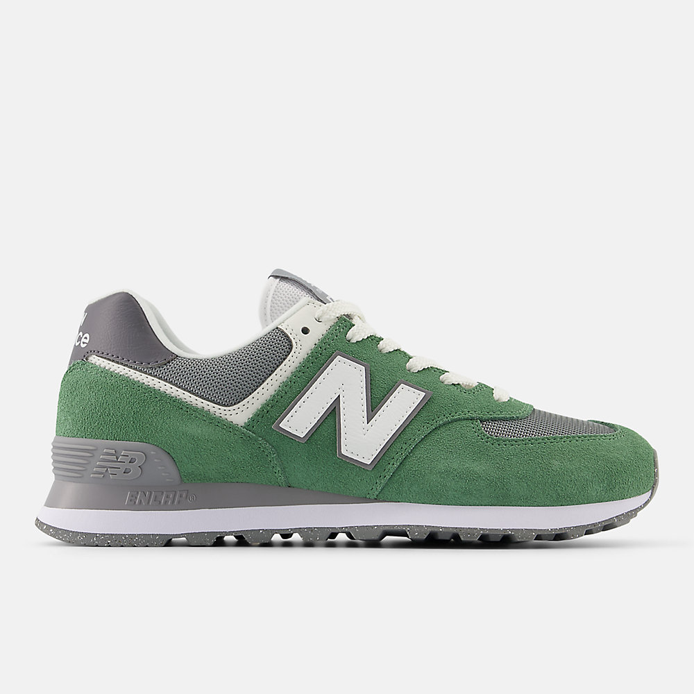 New Balance 574 Shoes Mallard Green with White and Shadow Grey